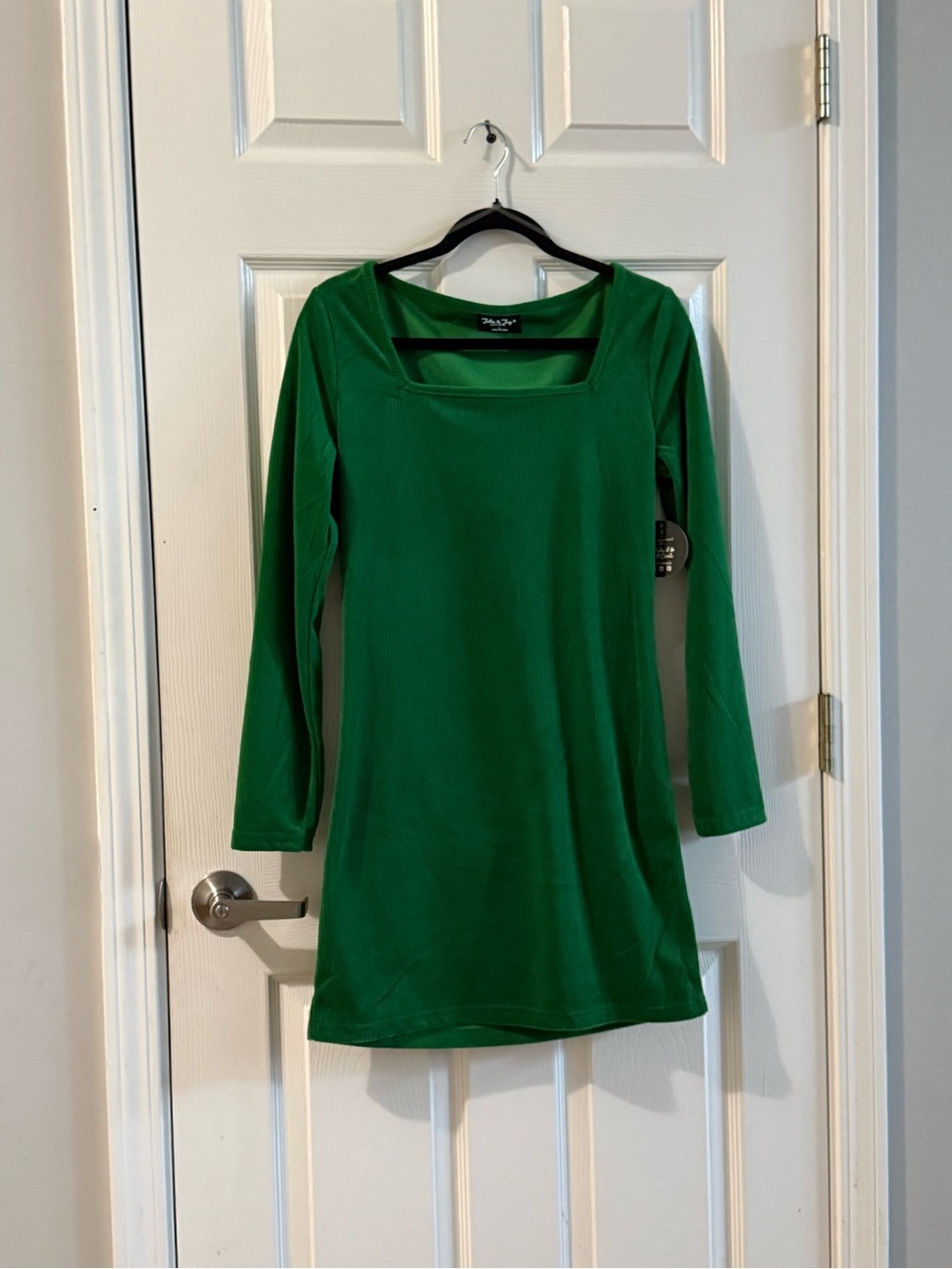 Jolie & Joy Green Square Neck Ribbed Dress Women Large